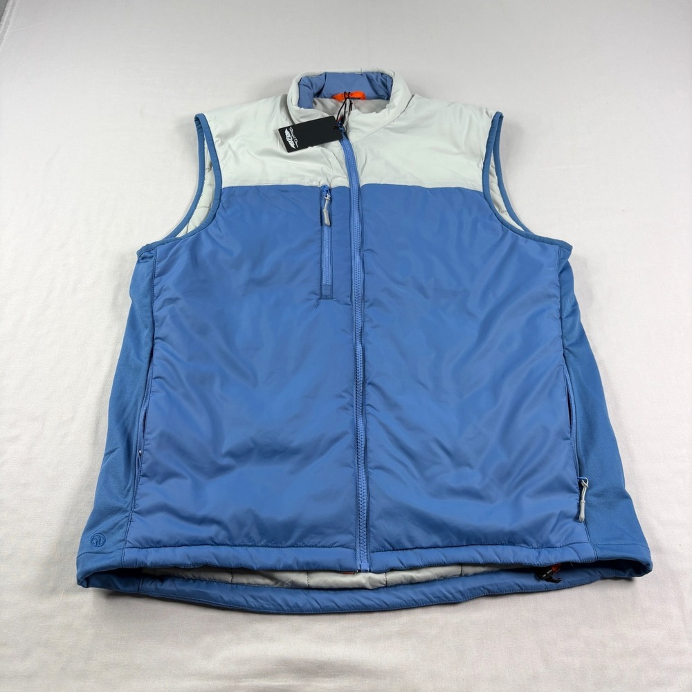 Straight Down Vest Mens Medium Blue Gray Golf Puffer Jasper Full Zip NEW